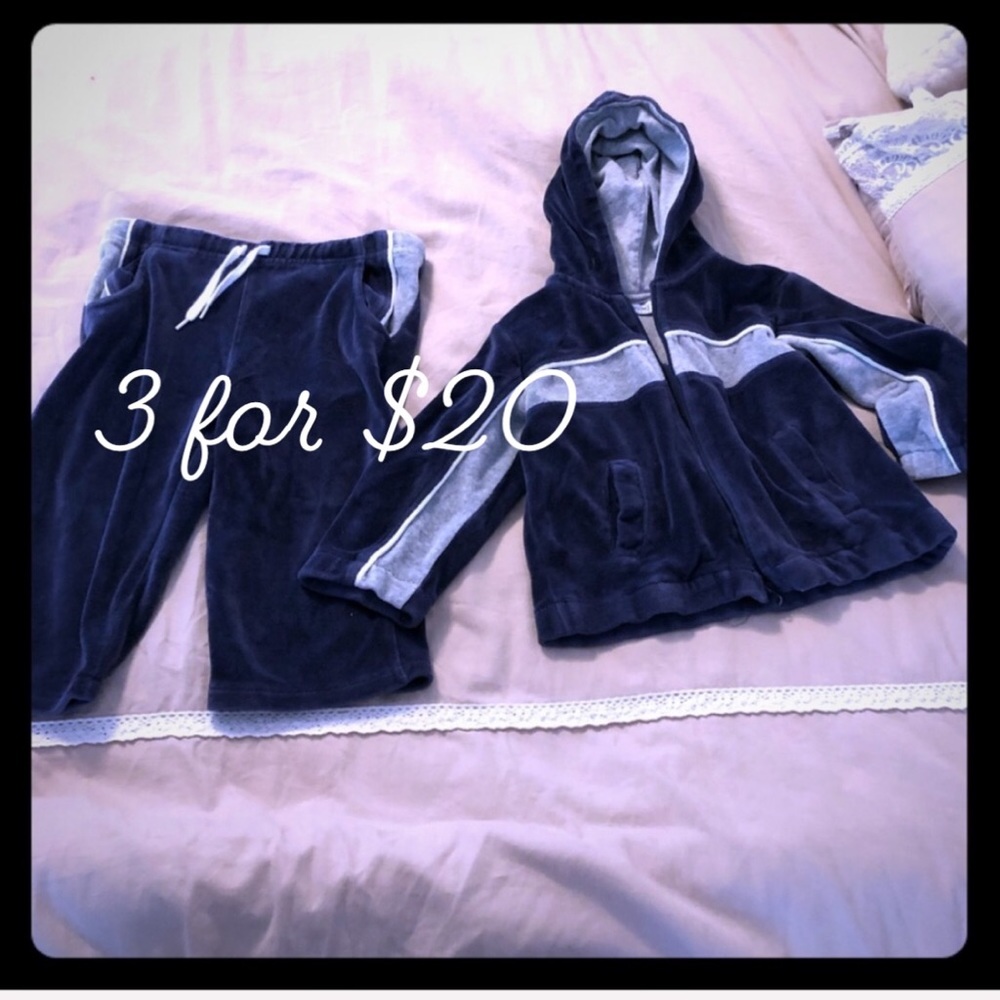GreenDog navy blue velvet track suit 24m 3for$20
